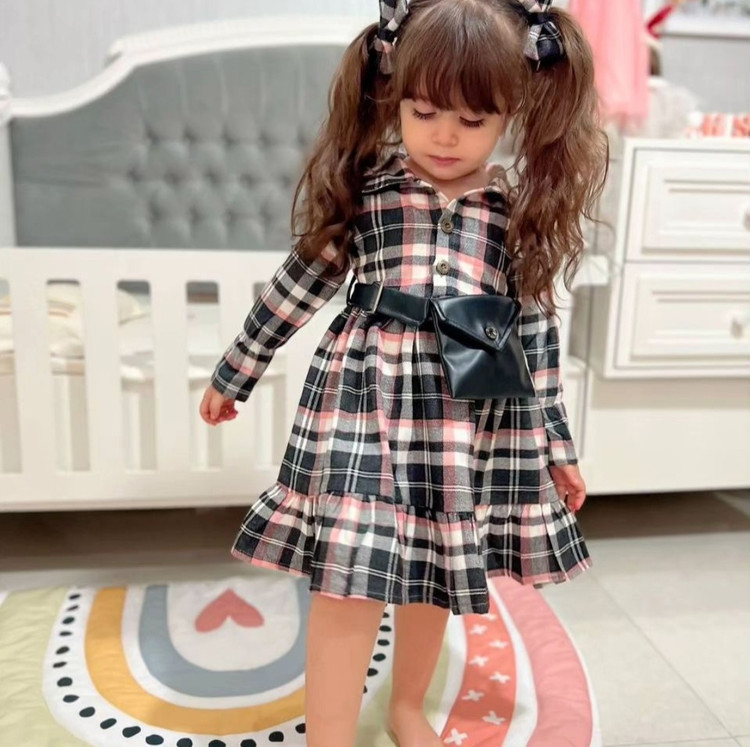 پیراهن چهارخانه دخترانه پاییزه سایز۴۵