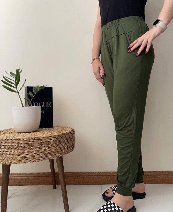 شلوار اسلش راحتی زنانه ساده جیب دار سایز بزرگ