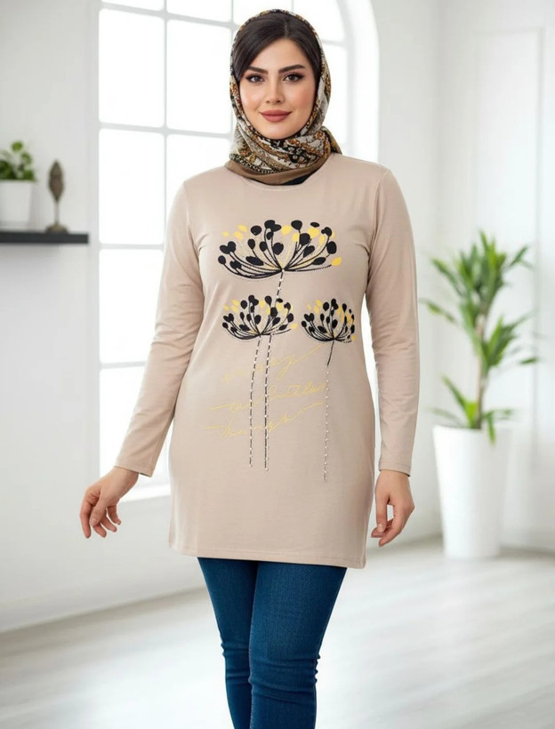 تونیک زنانه بلند مرواریدی