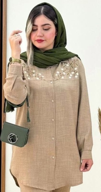 مانتو شانتون ژاکارد گلدوزی شده مشکی
