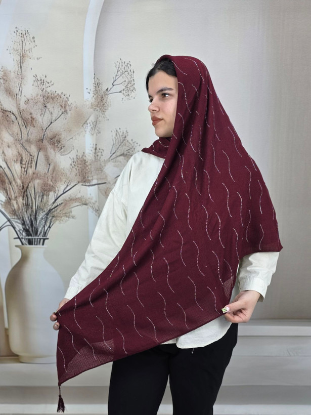روسری نخی درختی نگین دار موجی قواره۱۴۰