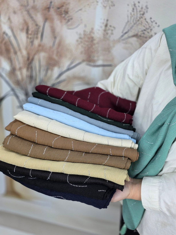روسری نخی درختی نگین دار موجی قواره۱۴۰
