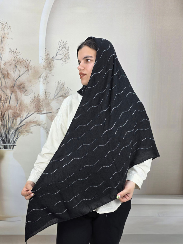 روسری نخی درختی نگین دار موجی قواره۱۴۰