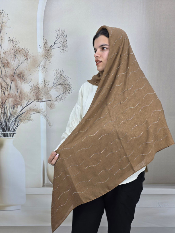 روسری نخی درختی نگین دار موجی قواره۱۴۰